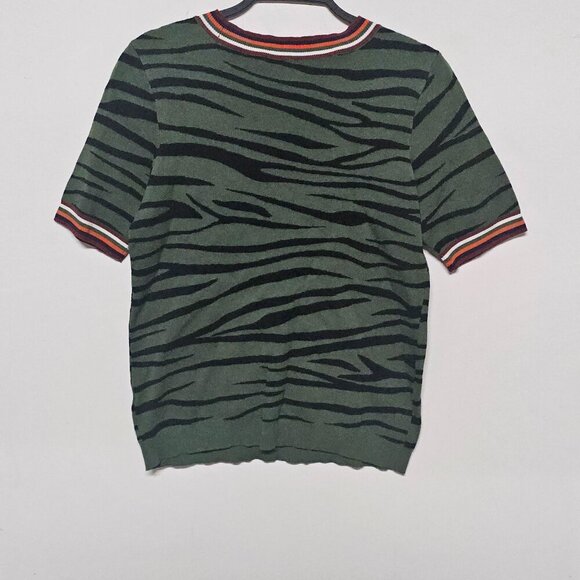 EDC Green Animal Striped Sweater Large - Picture 5 of 6